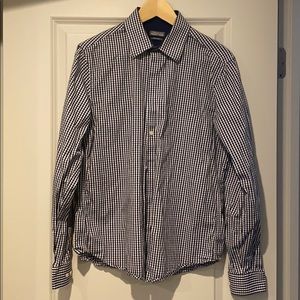 Men’s gingham dress shirt blue slim fit medium